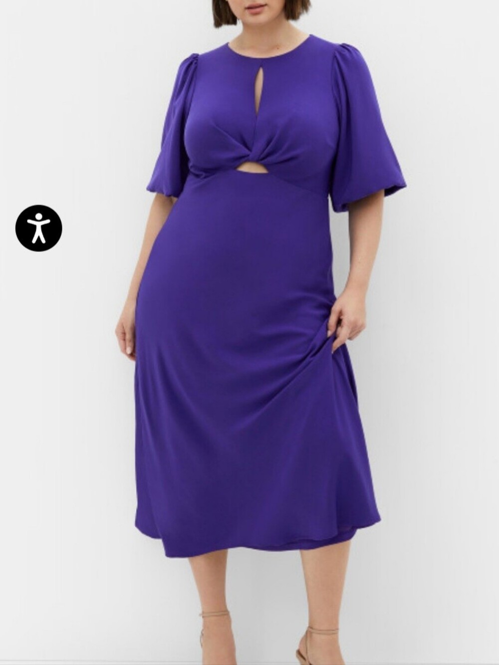 City Chic Violet Twist Keyhole Midi Dress Sz 24
